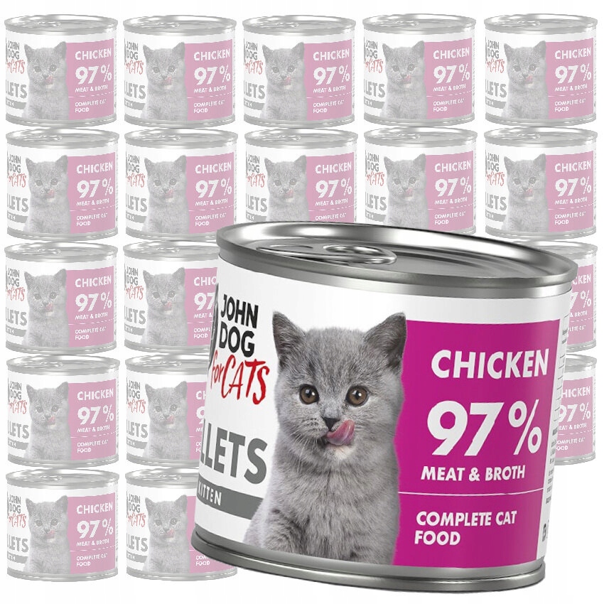 Levně John Dog For Cats Vlhké Krmivo Pro Koťata Kuřecí Filety Plechovka 24x140g
