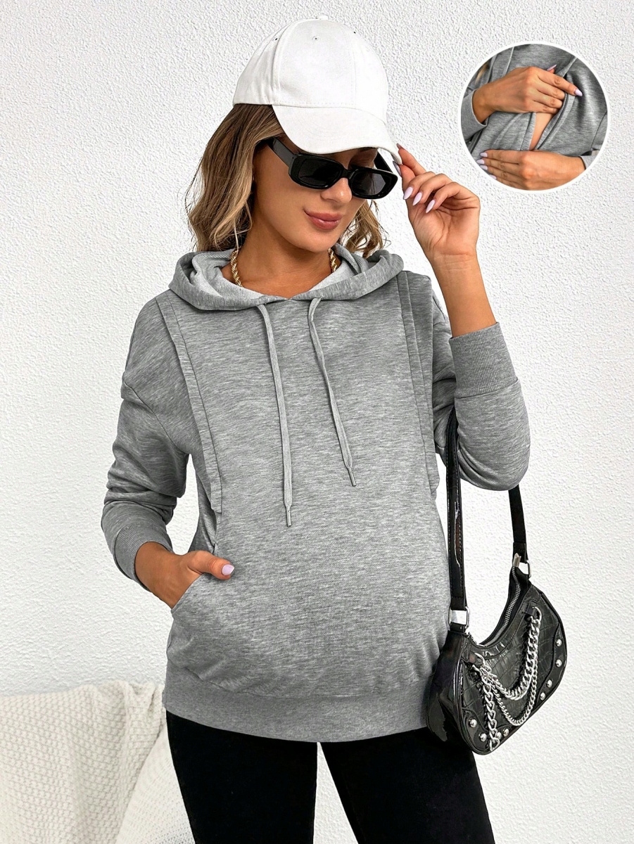 SHEIN MATERNITY BLUZA SZARA Z KAPTUREM M 529