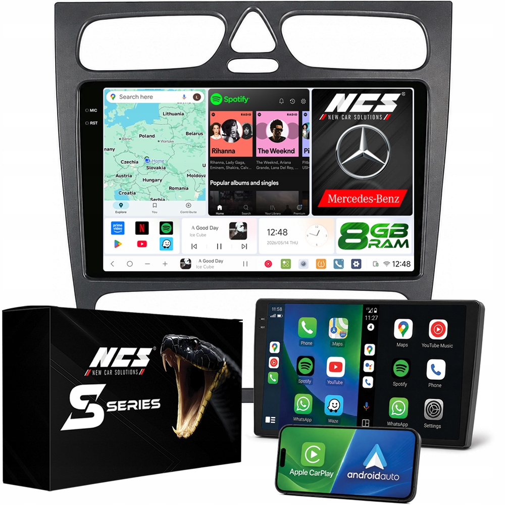 Rádio Navigace Ncs DS9 Mercedes W203 2000-2007 Android 8GB Lte 9″