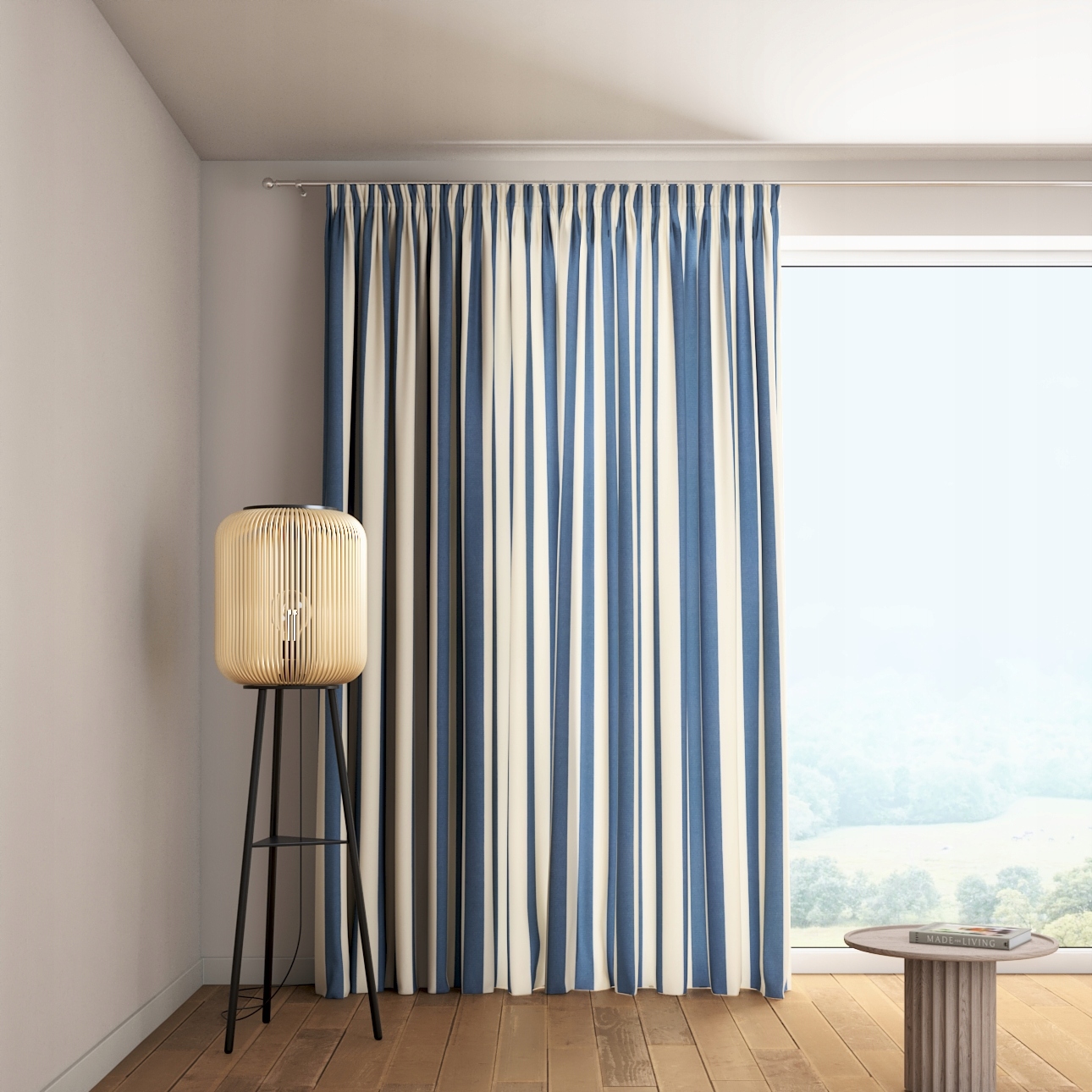 Záves na zvlnenej páske 1 ks 130 x 245 cm, odtiene modrej farby