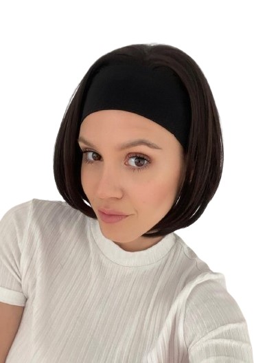 Paruka na čelence čokoládová velikost S pro malé hlavy Nesessaja