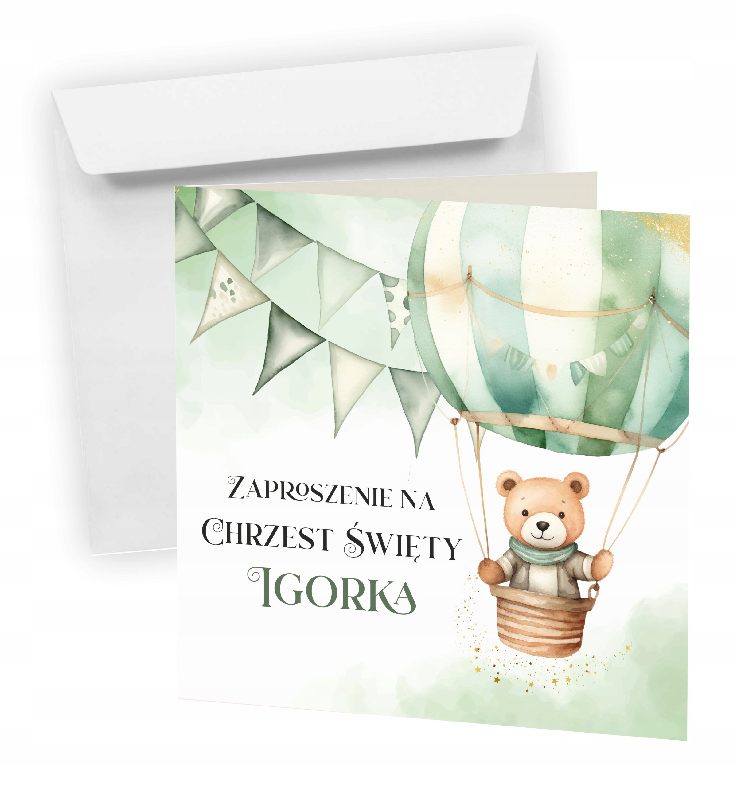 ZAPROSZENIE NA CHRZEST ŚWIĘTY + KOPERTA + IMIĘ DZIECKA + EKSPRES + JAKOŚĆ
