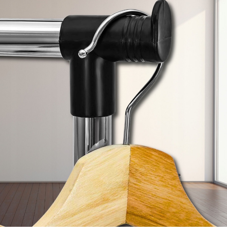 WIESZAK STOJĄCY NA UBRANIA GARDEROBA STOJAK METALOWY REGULOWANY NA KÓŁKACH Szerokość mebla 90.3 cm