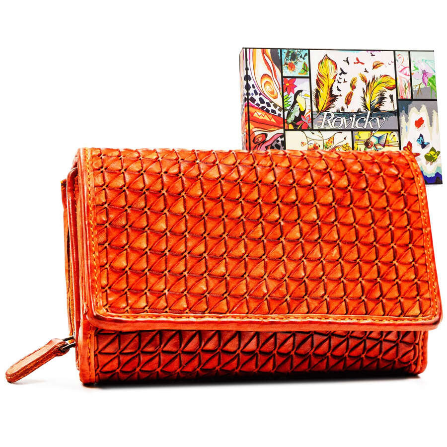 Kožená, texturovaná dámská peněženka s přihrádkami na karty Rovicky