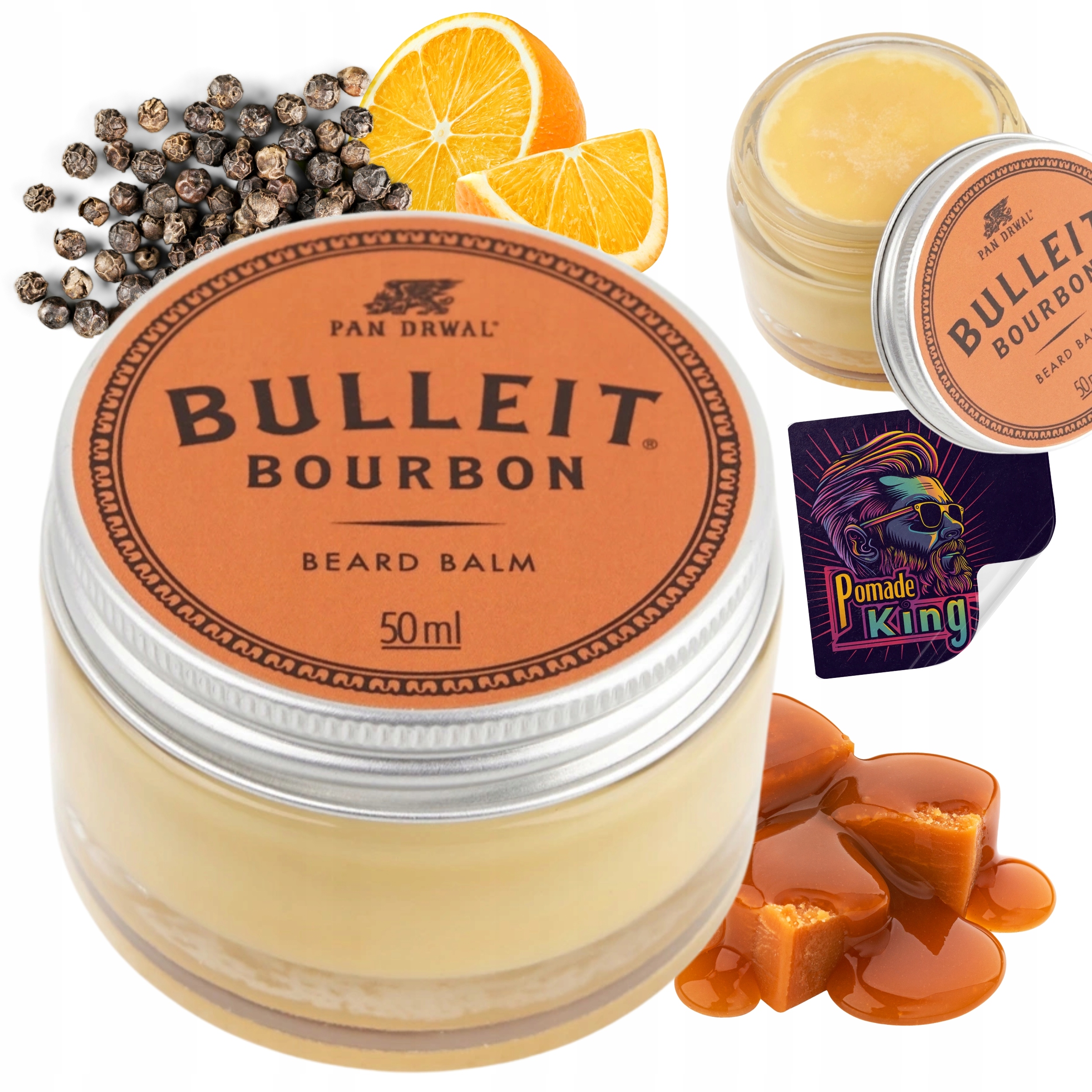 Balzám na vousy Pan Drwal Bulleit Bourbon 50 ml Silný úchop Vyživuje Hydratuje