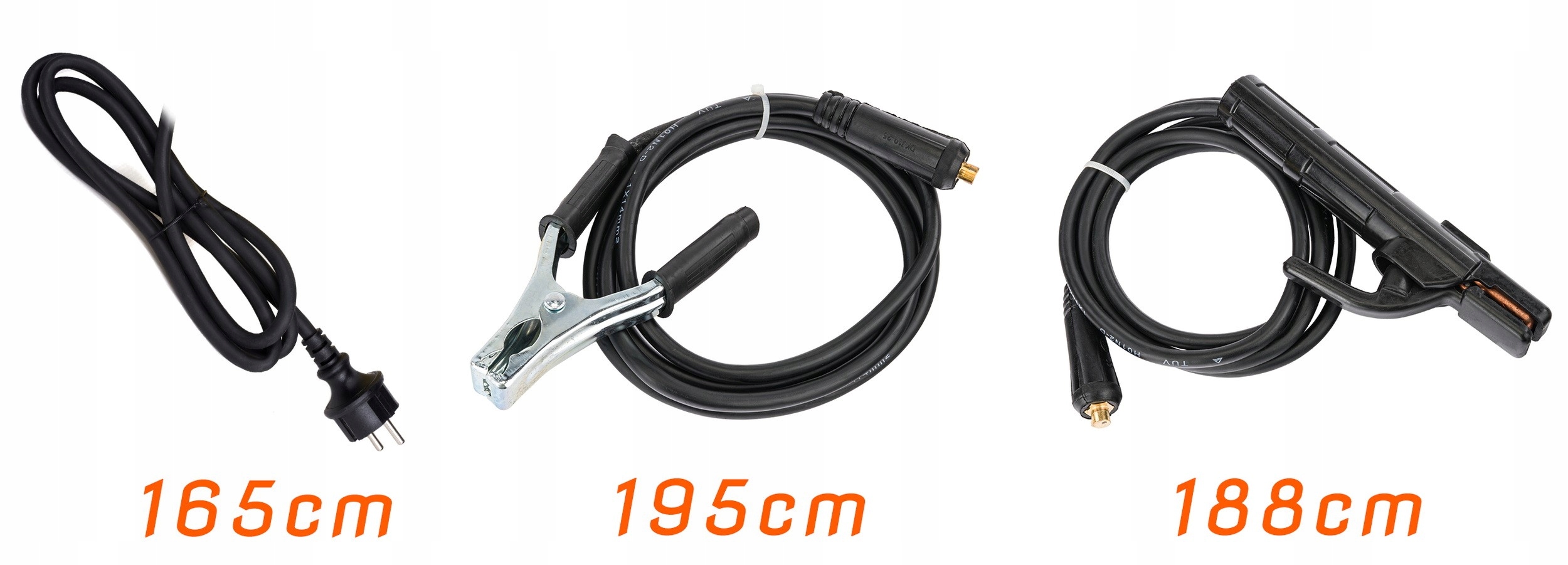 SPAWARKA INWERTOROWA INWERTEROWA LCD MMA 315A IGBT HOT START ANTI STICK VRD Długość przewodu spawalniczego 188 cm