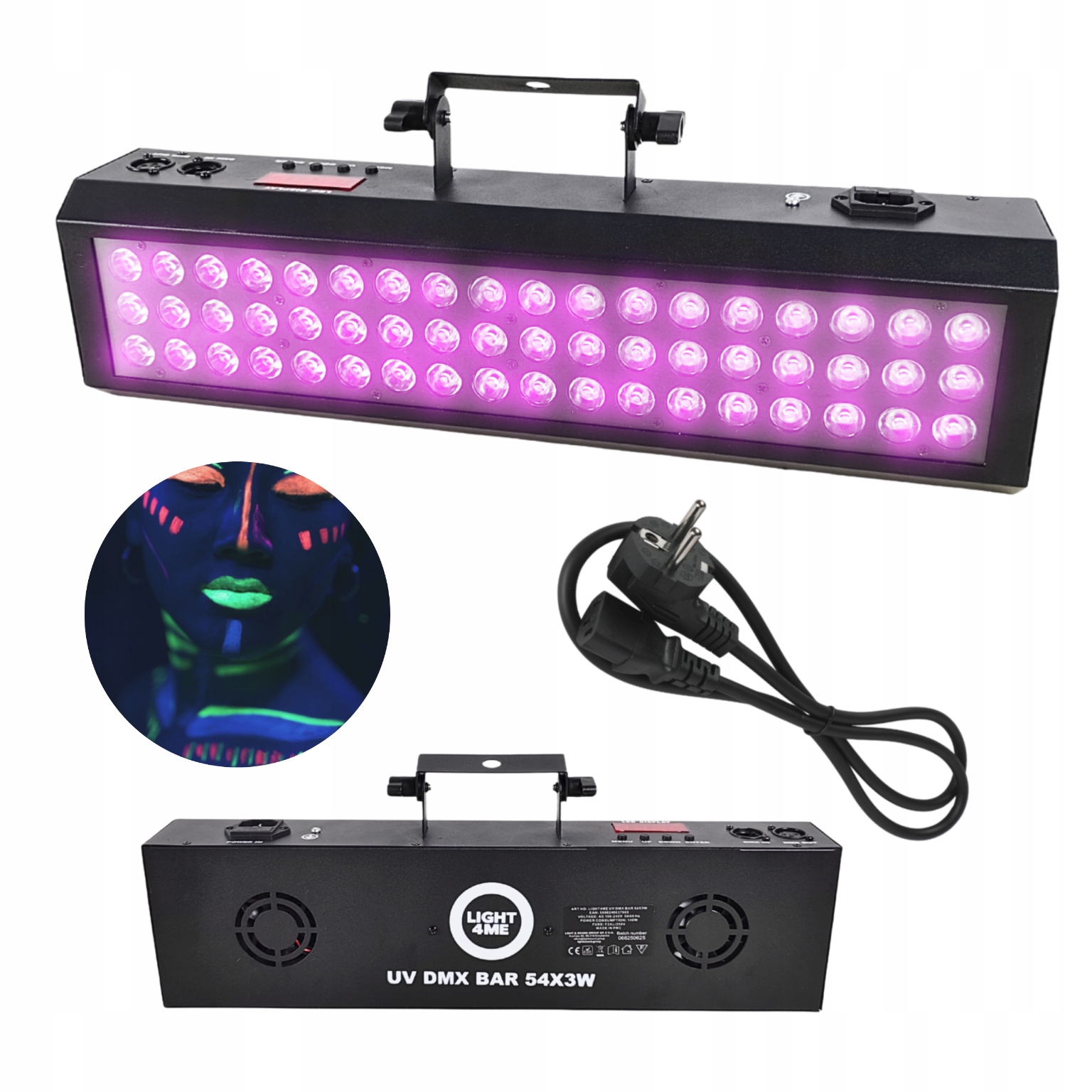 Listwa Oświetleniowa Ultrafioletowa Belka Led 54x3W IP20 DMX Uchwyt
