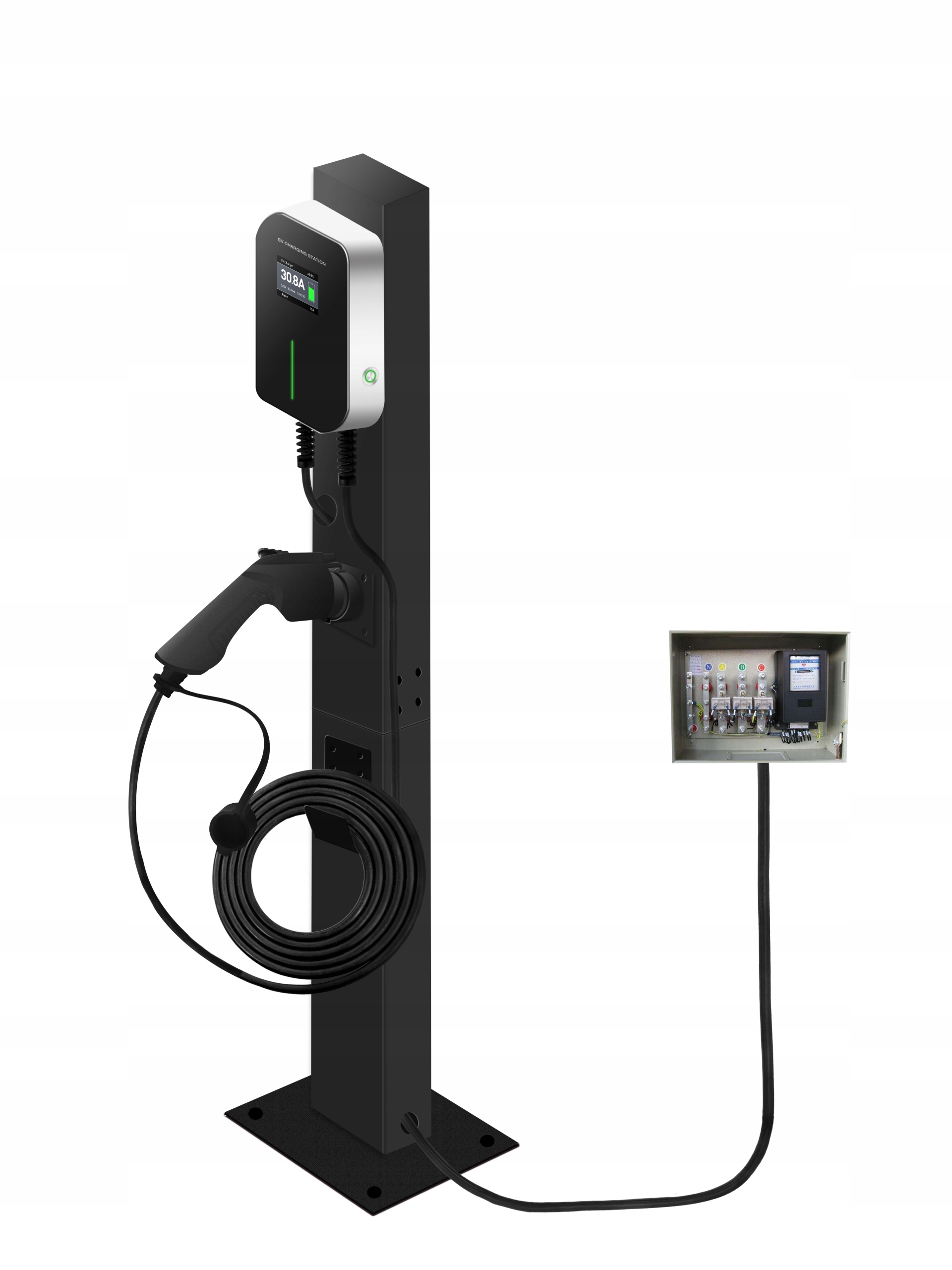 

Stacja, Wallbox 22kW słupek kabel Rfid