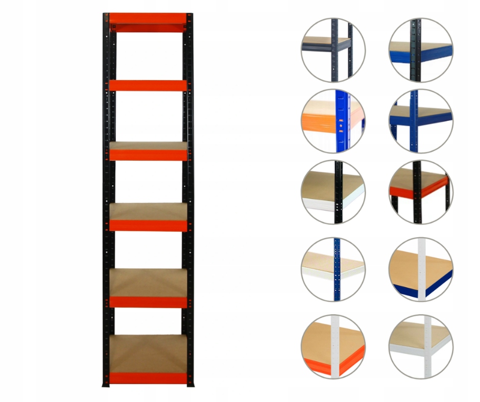 Kovový regálový skladový garážový regál Helios Hbo 213x035x35 6 polic