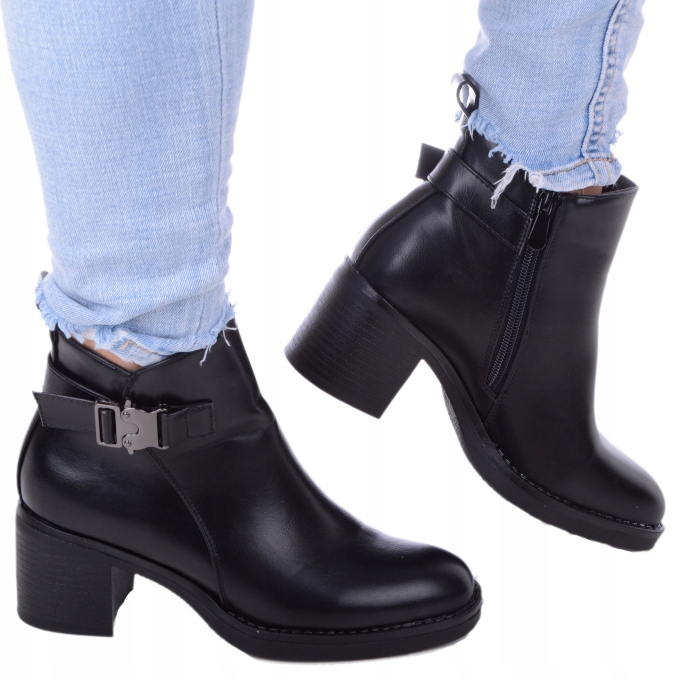 Černé Elegantní Dámské Kotníkové Boty s podpatkem Černé 36