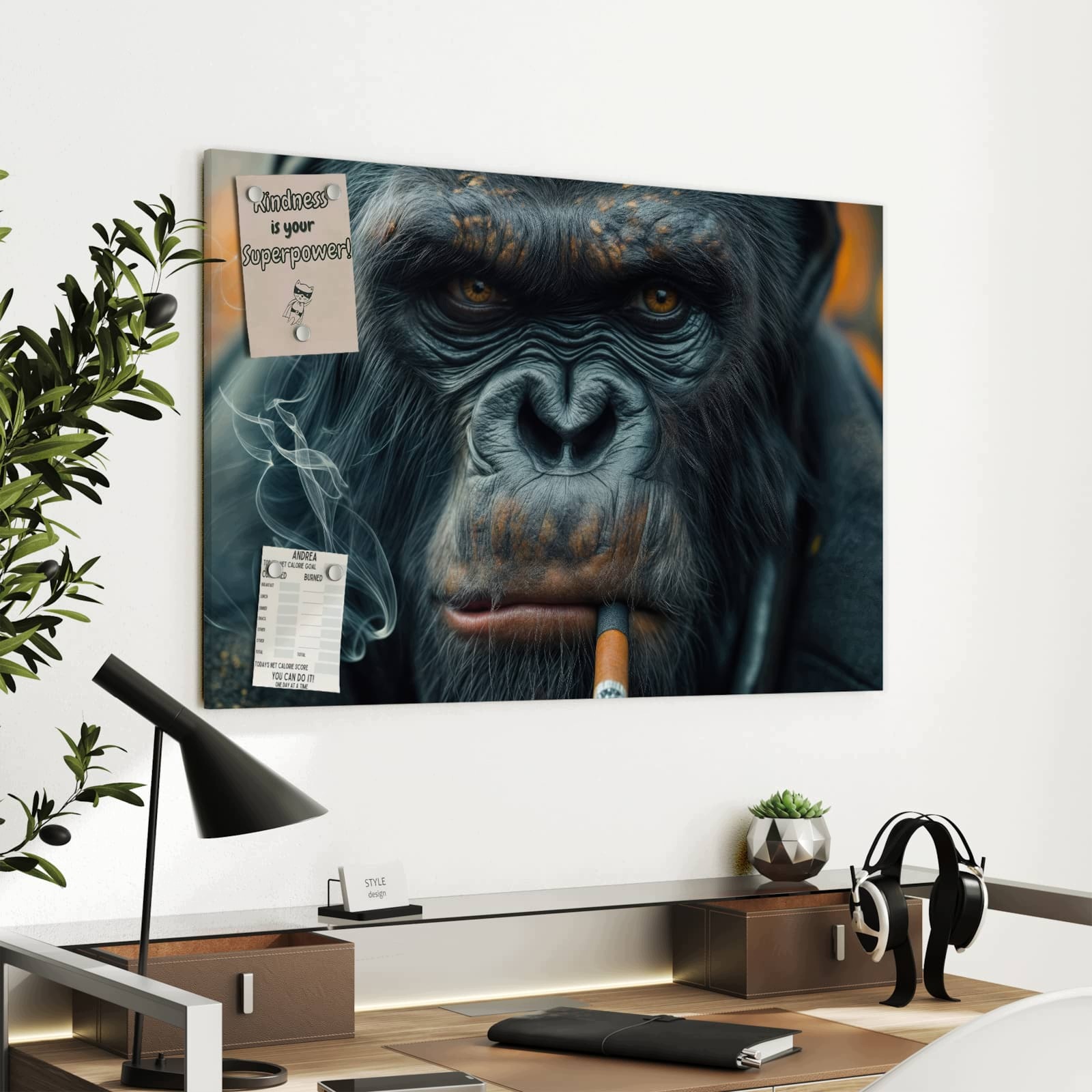 Magnetická tabule Kouřící Malpa 90 × 60 cm