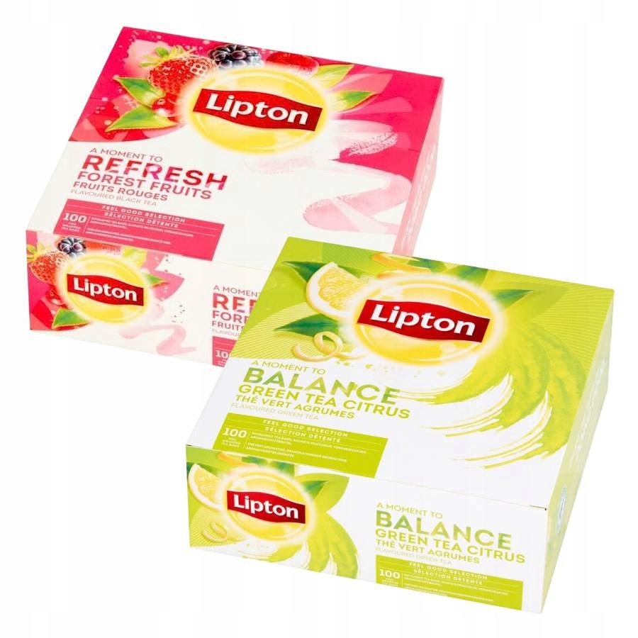 Zestaw 2x100szt Lipton Herbata Zielona Cytrusowa Lipton Owoce Leśne
