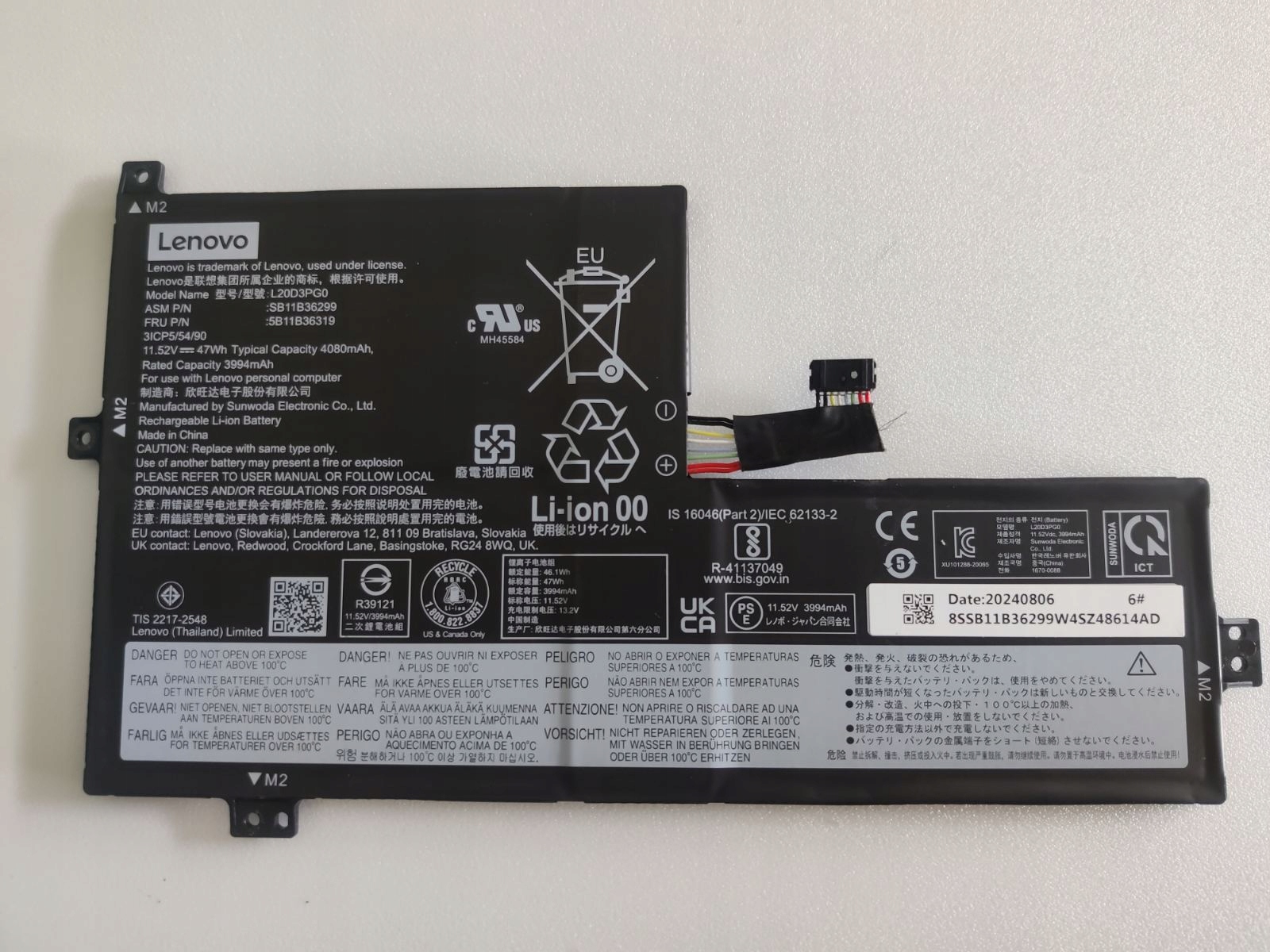Baterie Lenovo Originál 4080 mAh 5B11B36319 SB11B36299 L20D3PG0