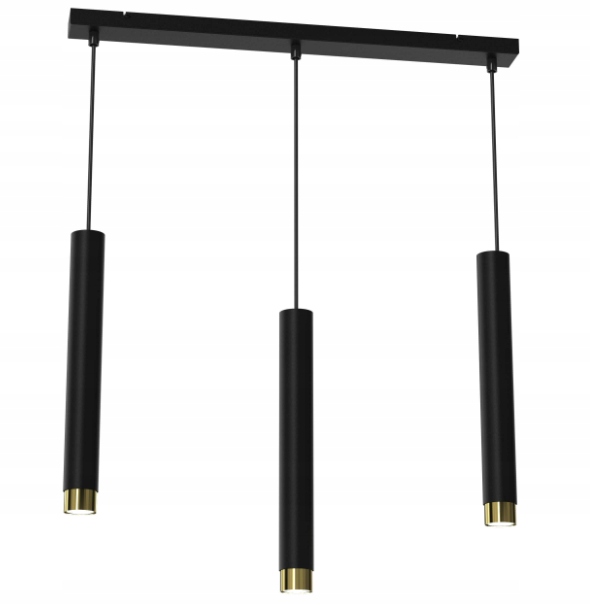 Ewilight Závěsná lampa 3-bodová lišta Tube Lux 3xminiGU10 černá/zlatá