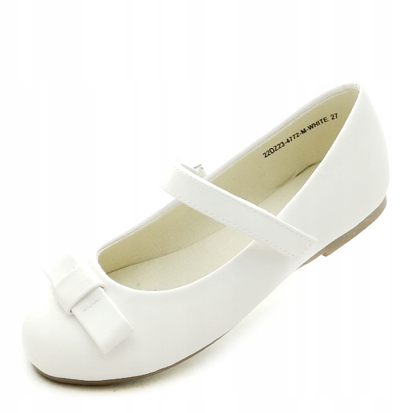 

Klasyczne Białe baleriny dziewczęce na rzepy 4772