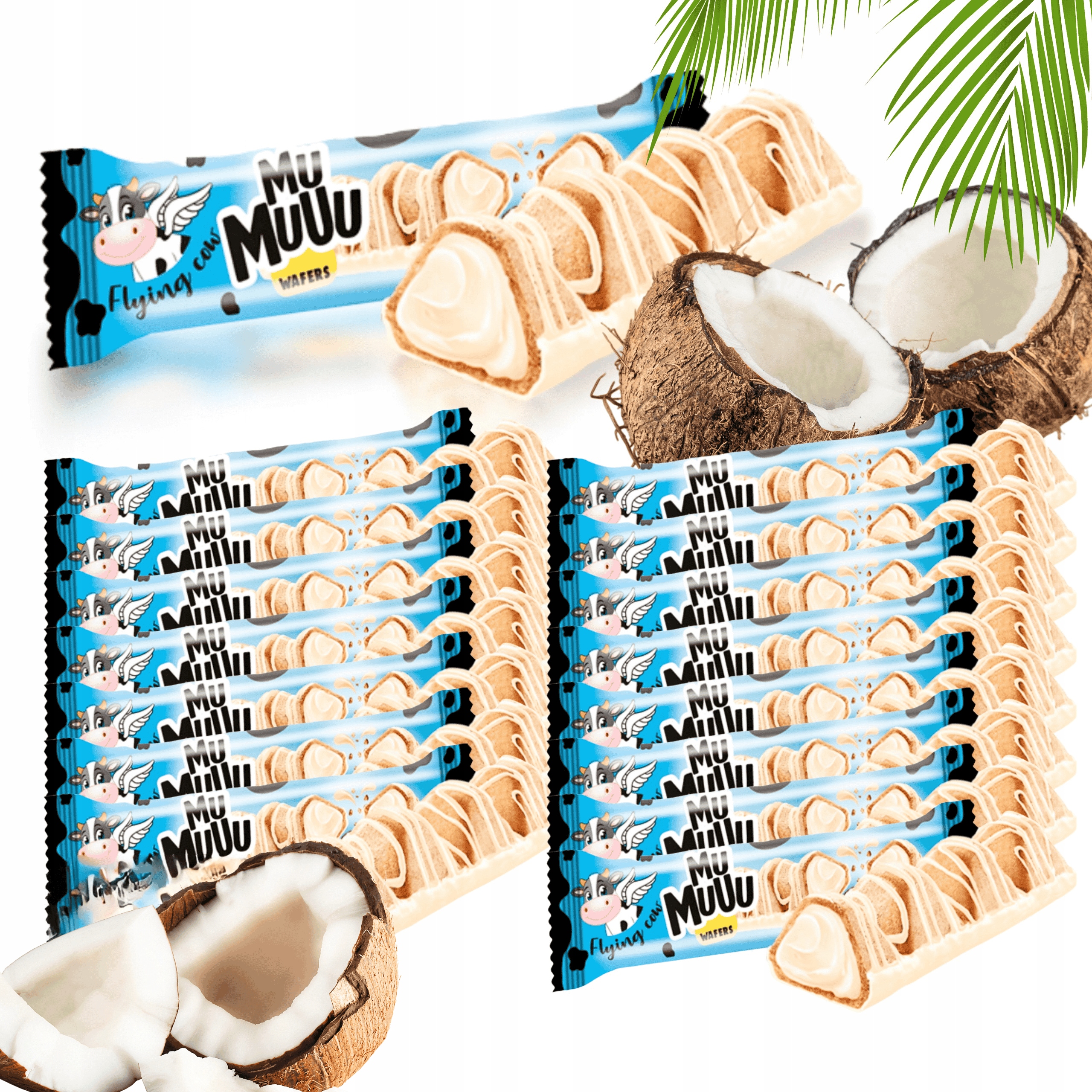 Levně Kokosová tyčinka Oplatek svačinka s kokosovým krémem Mu Muuu 64x22g