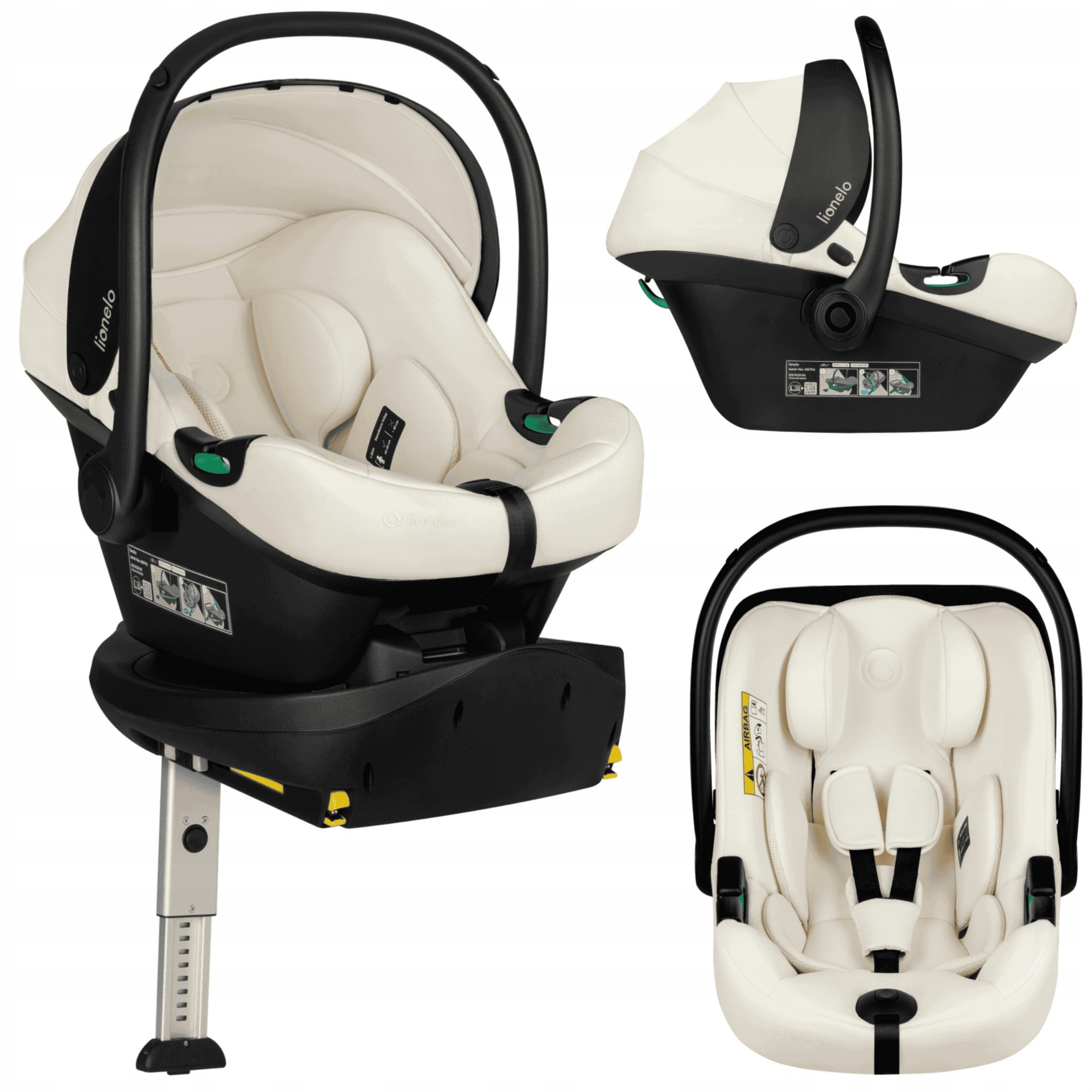 Lionelo Astrid I-size Plus Fotelik Samochodowy+Obrotowa Baza Beige Cream