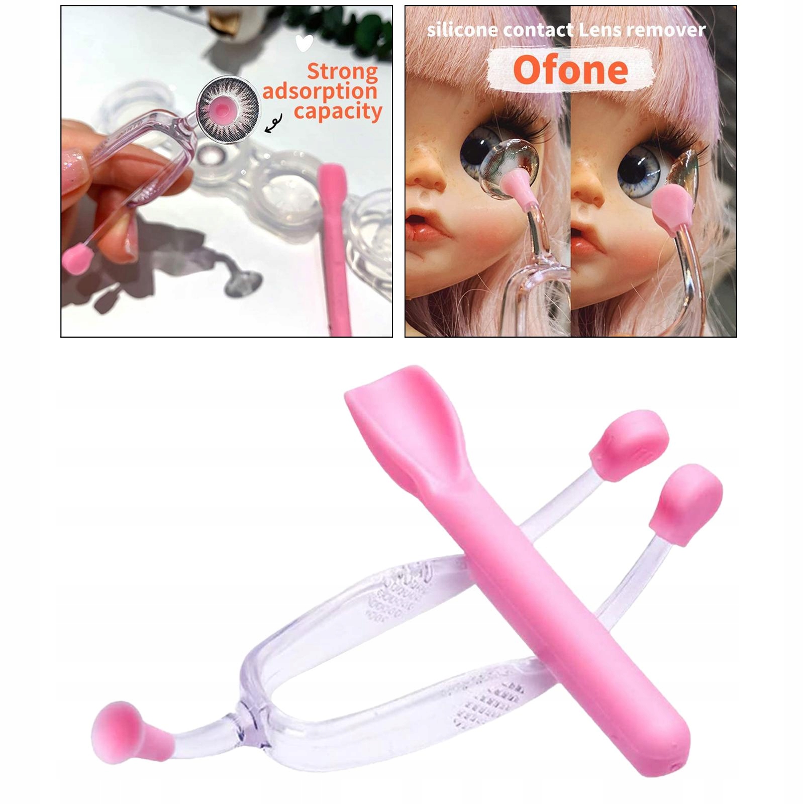 Twardy aplikator do usuwania soczewek kontaktowych, aplikator z przyssawką, różowy Kod producenta Does not apply