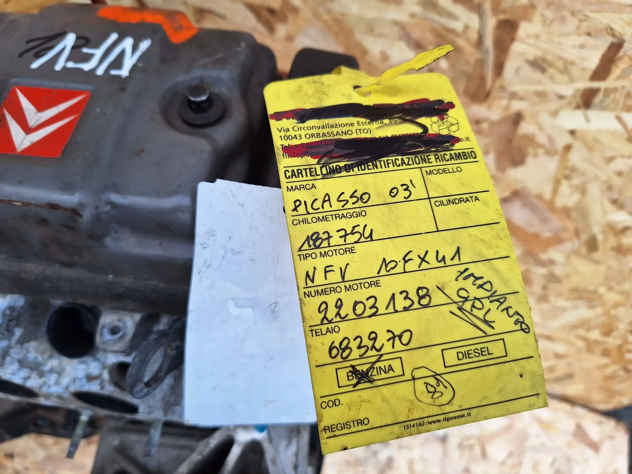 engine NFV Citroen Xsara Picasso 1.6 8V