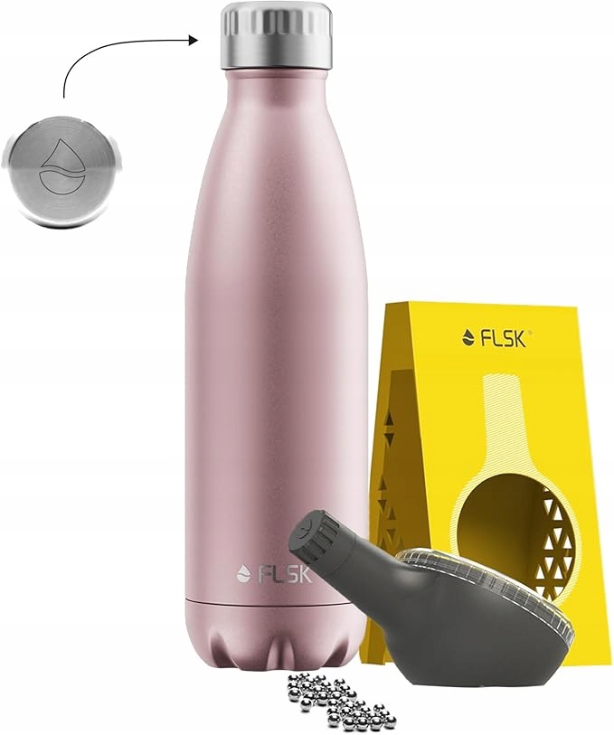 Bidon Termiczny Butelka Na Wodę Flsk 500ML Perełki Czyszczące Rose Gold