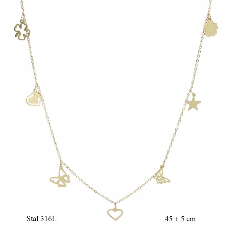 naszyjnik serce koniczyna motyl stal chirurgiczna