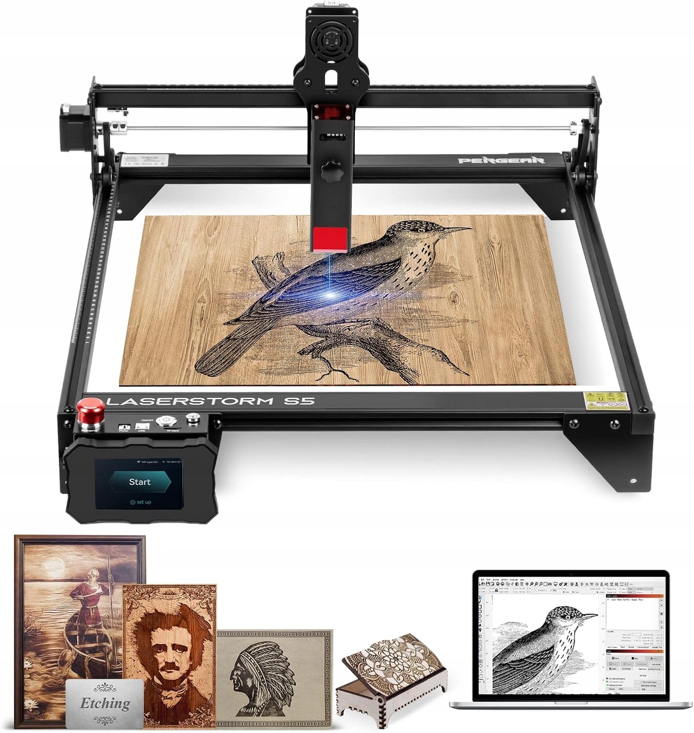 Laserové Gravírování Pergear Laserstorm S5 Na Dřevo A Kov 410X400 MM 5W Pro