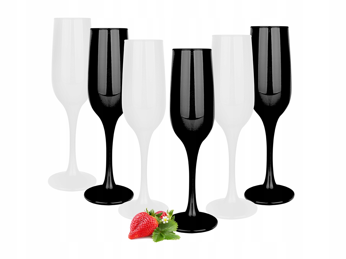 

6x Kieliszki Do Szampana 200 ml Białe i Czarne