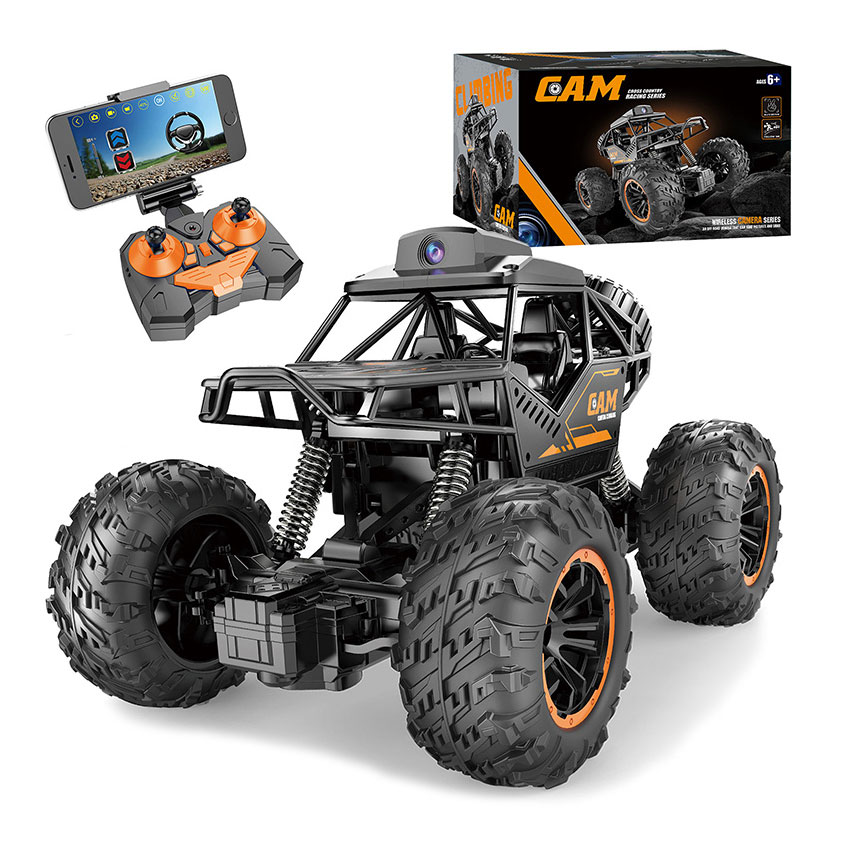 AUTOMOBILIS SU KAMERA, WIFI, TIESIOGINIO VAIZDO ĮRAŠAS, BEKELĖS AUTOMOBILIS MONSTRAS + NUOTOLINIO VALDYMO PULTAS