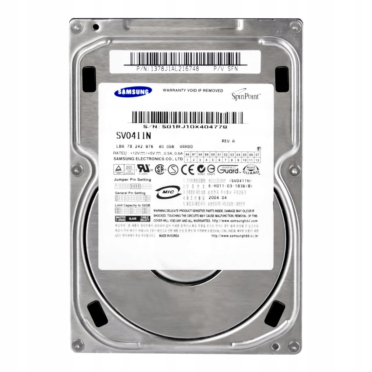 Samsung SpinPoint VL40P 40GB 5.4K 2MB Ata 3.5'' SV0411N