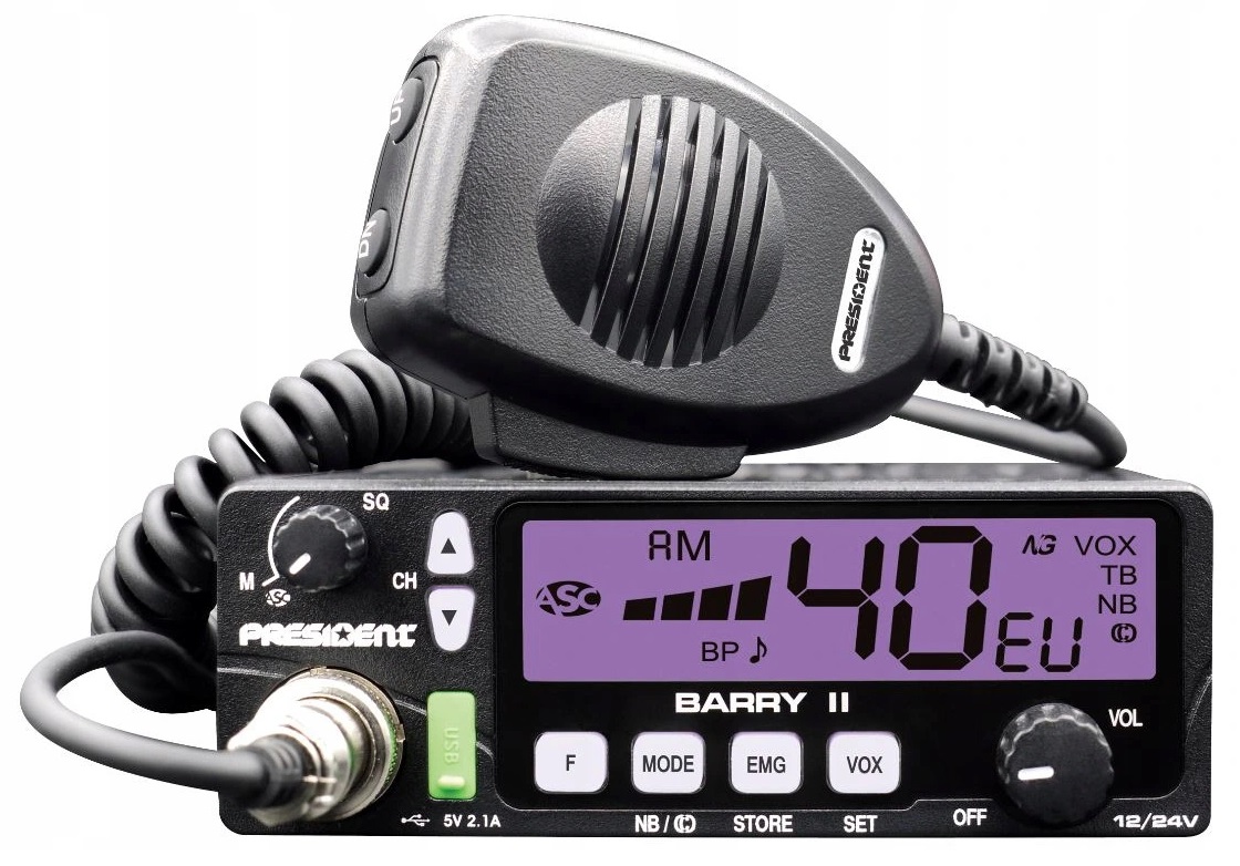 President Barry II Cb Rádio 12V 24V Zmena farby