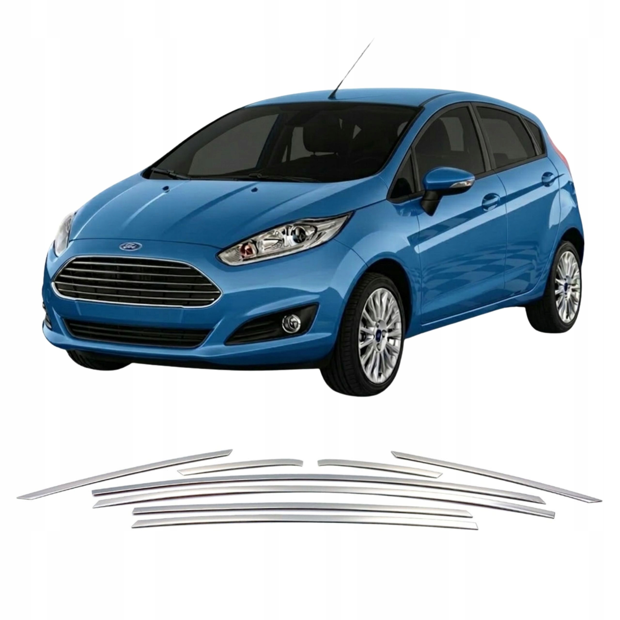 Lišty na horné okraje skiel Ford Fiesta Mk7 2009-2017, nerez, chróm