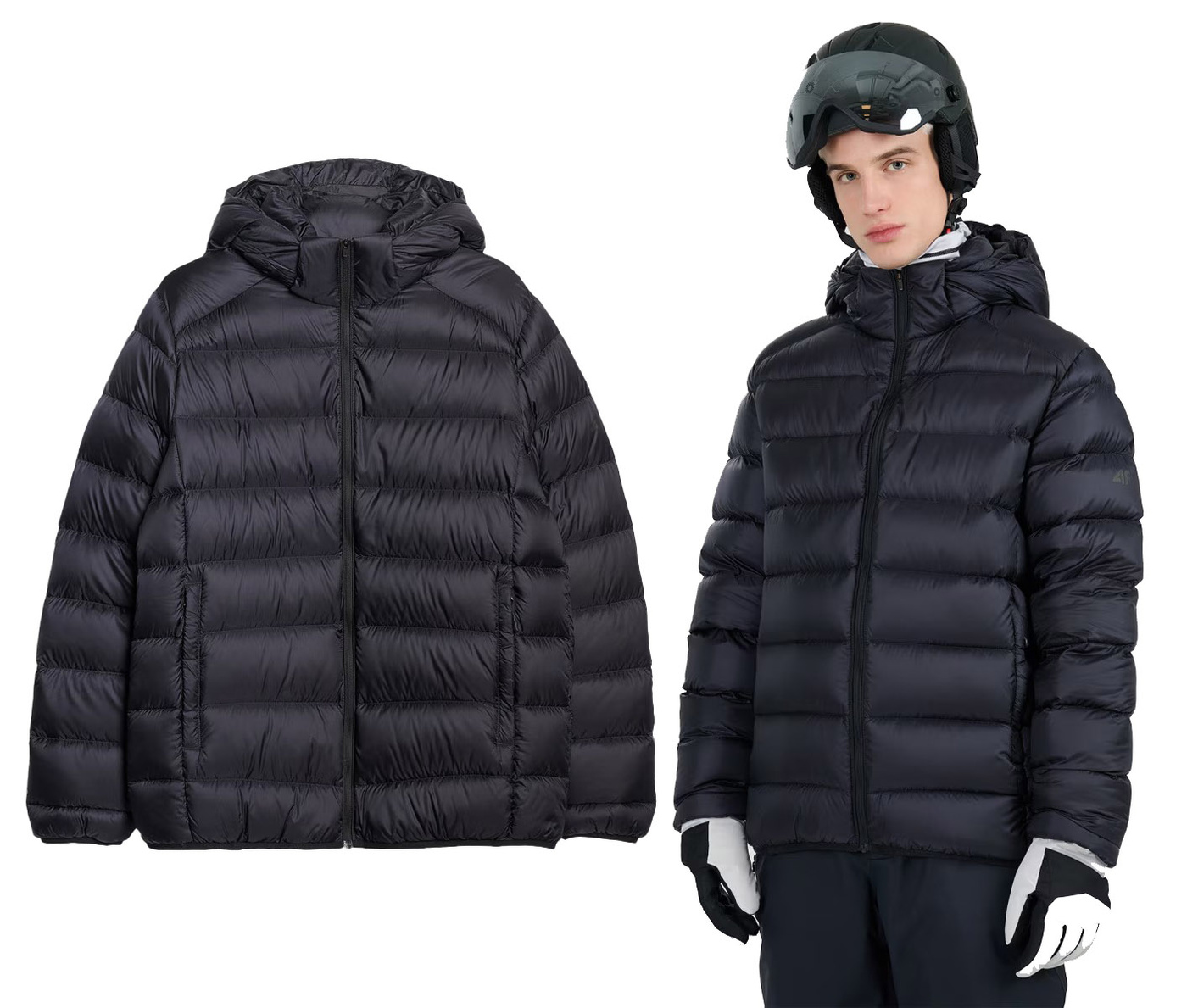 Péřová bunda 4F přírodní teplé peří lehká trekingová M0733 černá 2XL