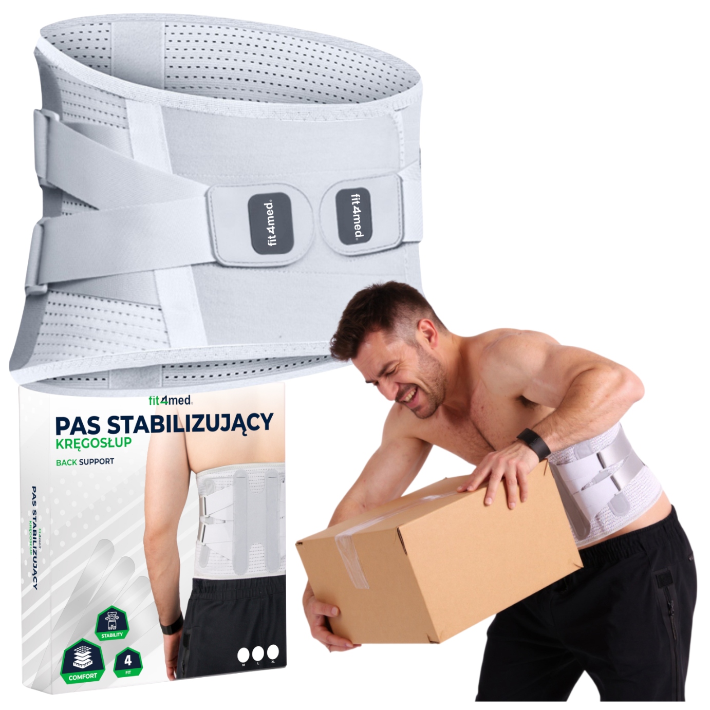 Stabilizační pás pro odlehčení páteře v bederní oblasti FIT4MED – bolesti zad