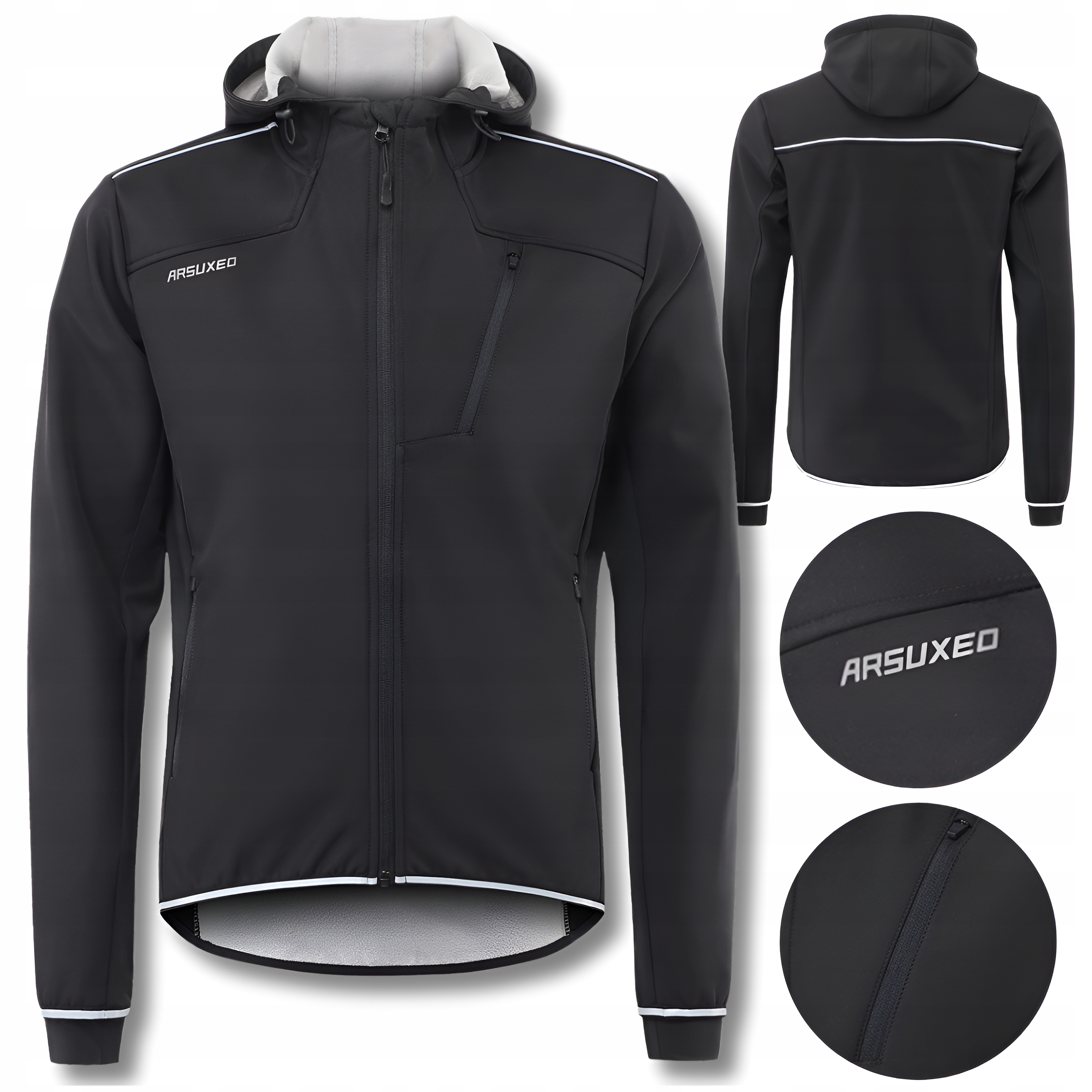 KURTKA ROWEROWA ZIMOWA MĘSKA SOFTSHELL NA ROWER SPORTOWA FC ARSUXEO