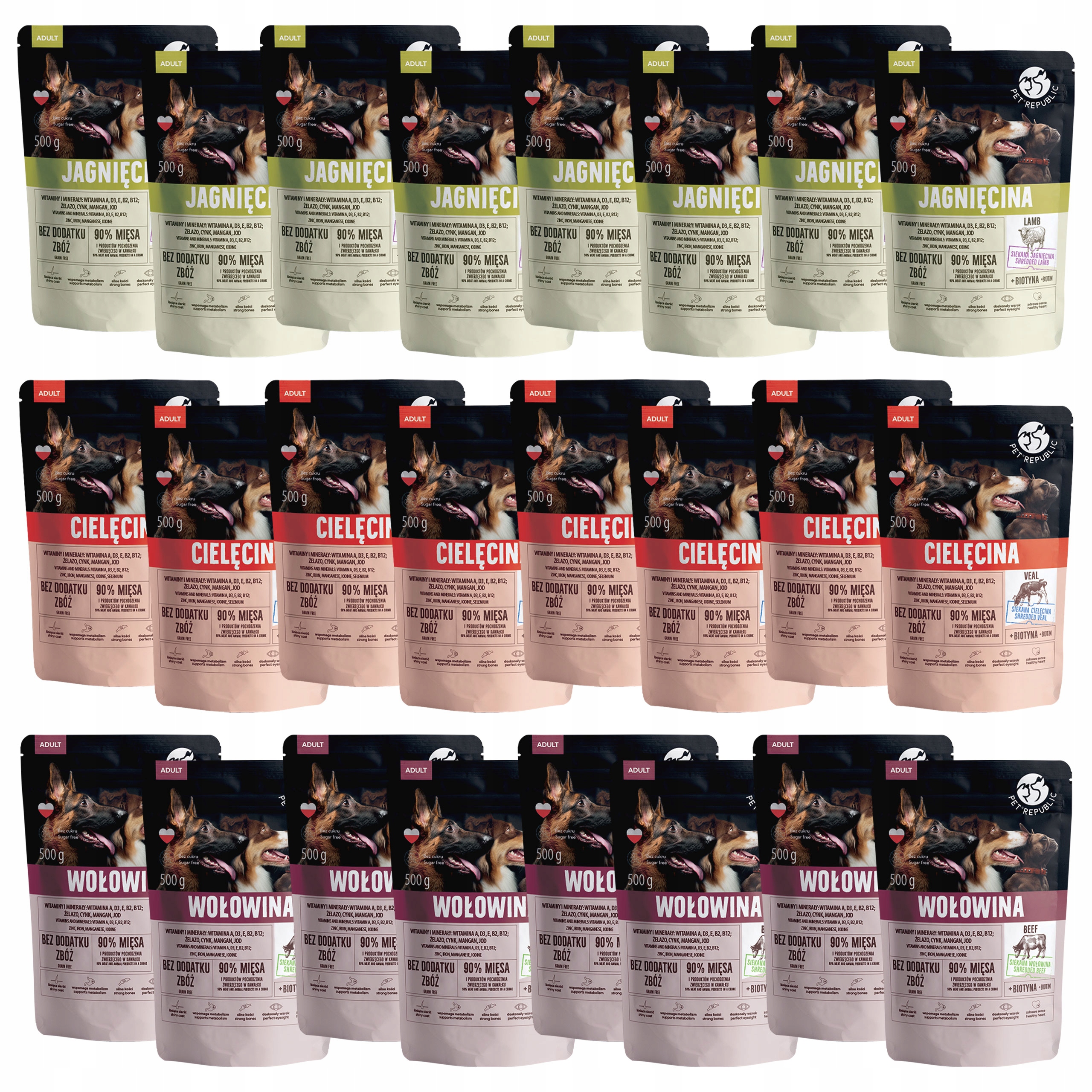 Levně Pet Republic krmivo pro psy mix chutí 24 x 500 g