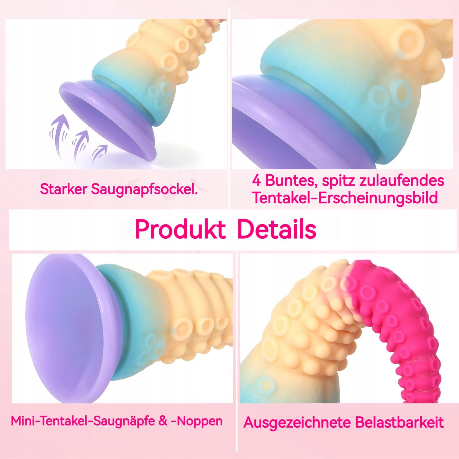 TENTAKEL Dildo Ośmiornica 20 CM Silikonowy Dildo z Przyssawką Stymulacja — miniatura 4