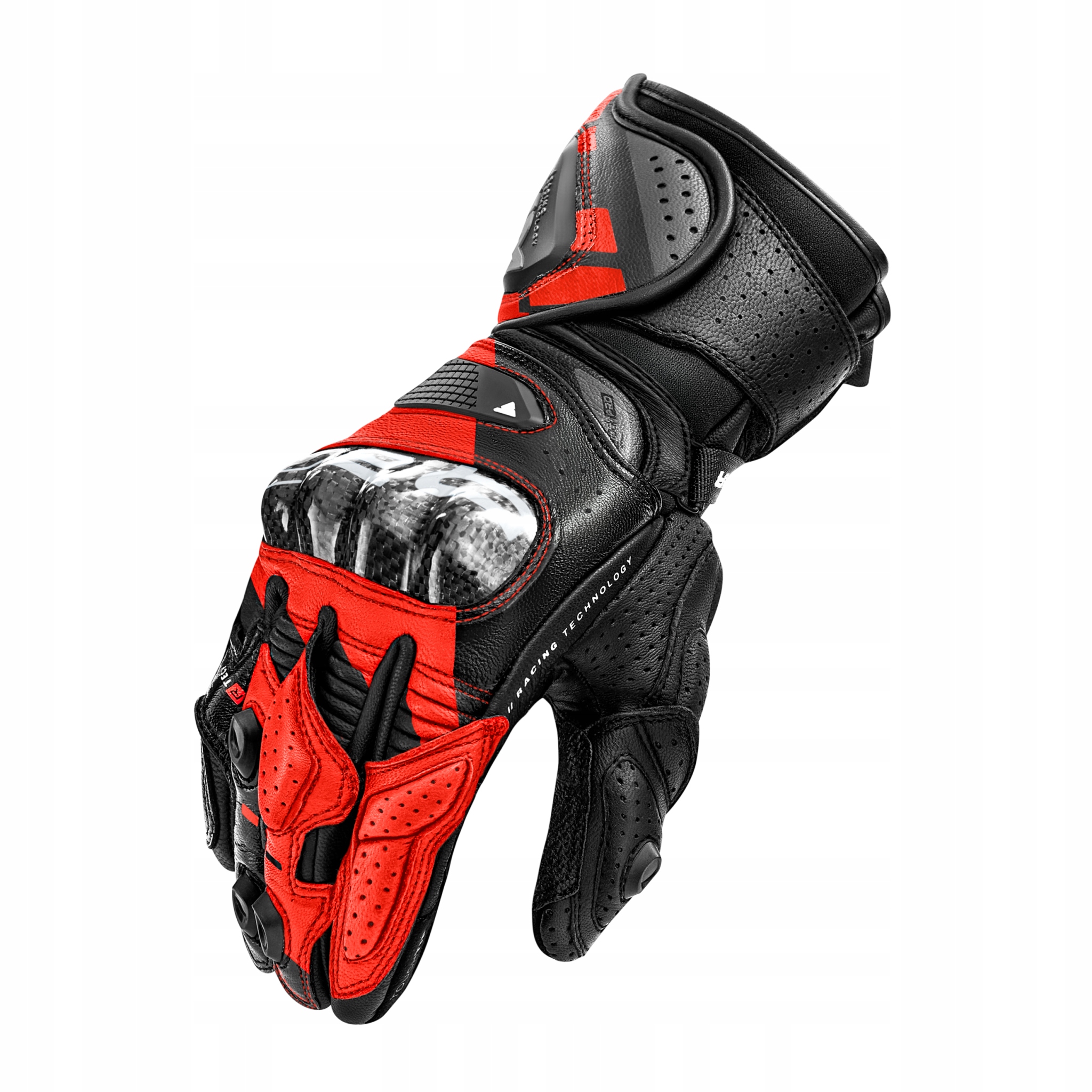 Dlhé kožené motocyklové rukavice Shima RS-3 Men Red Fluo S