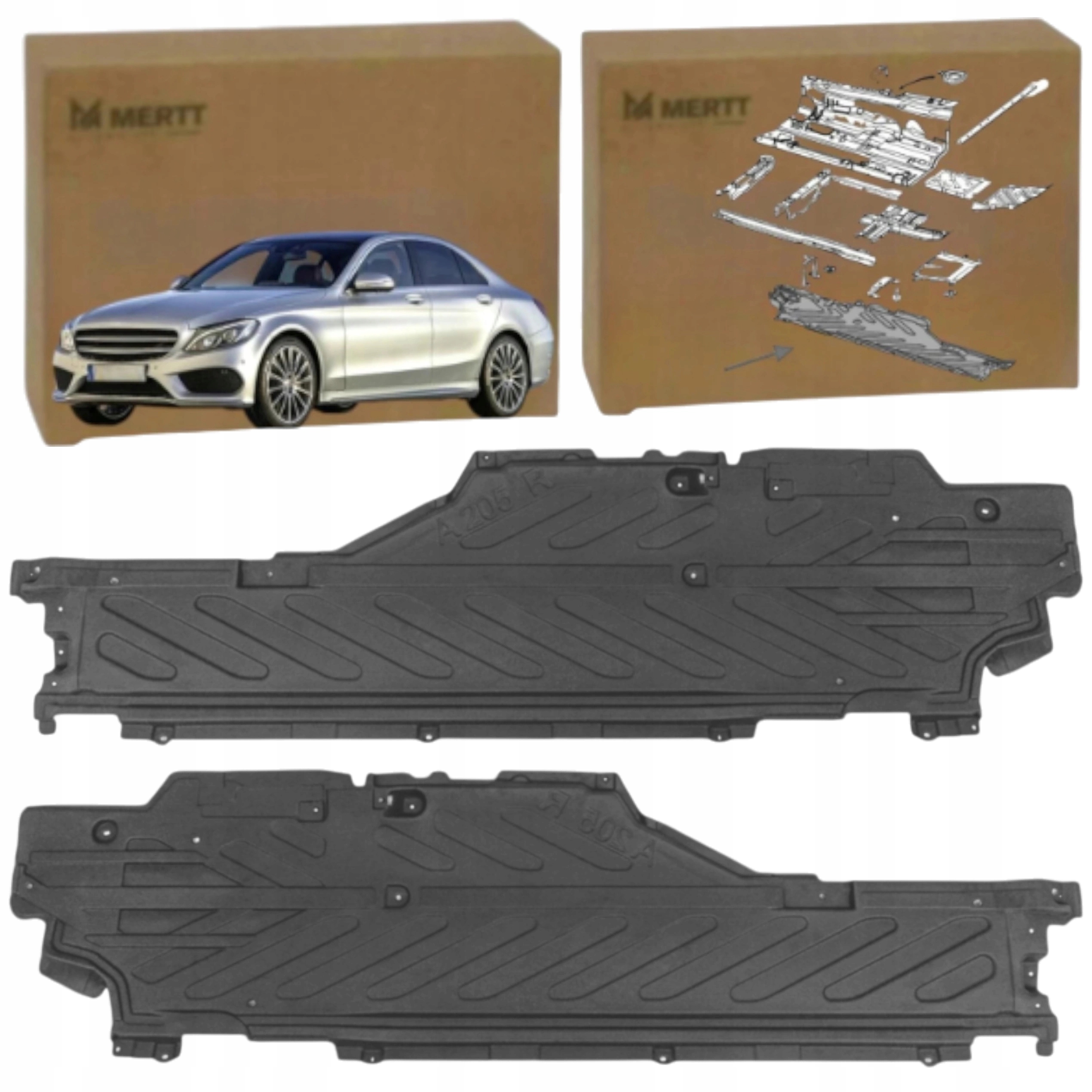 Látková Krytka Podvozku Levá Pravá Mercedes C W205 2014-2021 Komplet