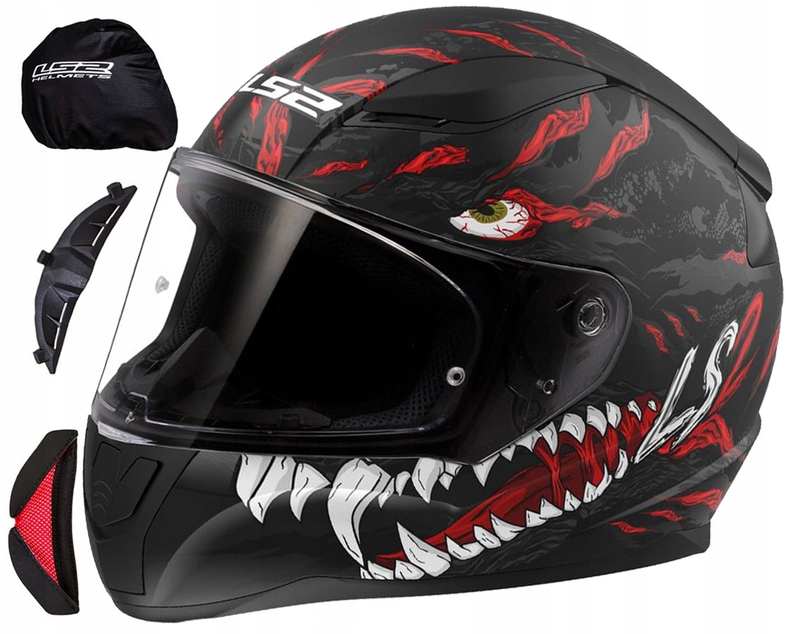 LS2 Kask Motocyklowy Integralny FF353 Rapid II Kaiju Black Red White L