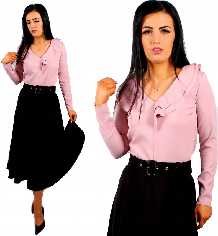 Elegantní Moderní Halenka S Volánem Pudr Růžová XL