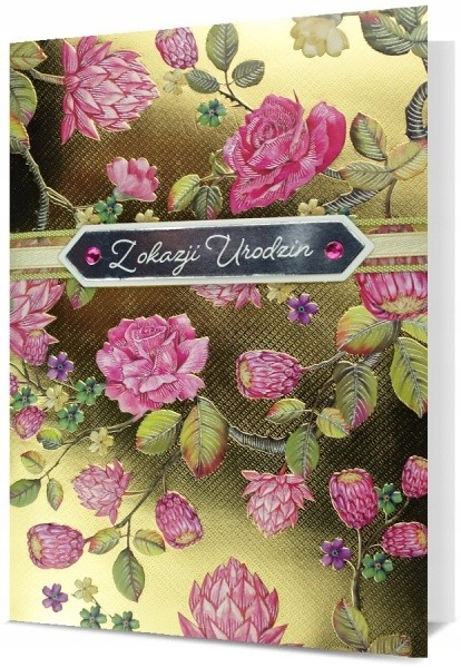 

Kartka urodzinowa pięknie zdobiona złocenia H2711