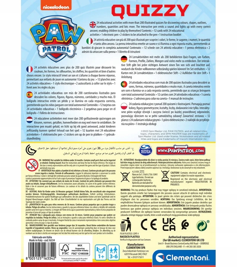 INTERAKTYWNE PIÓRO QUIZ PSI PATROL CLEMENTONI EAN (GTIN) 5906067614769