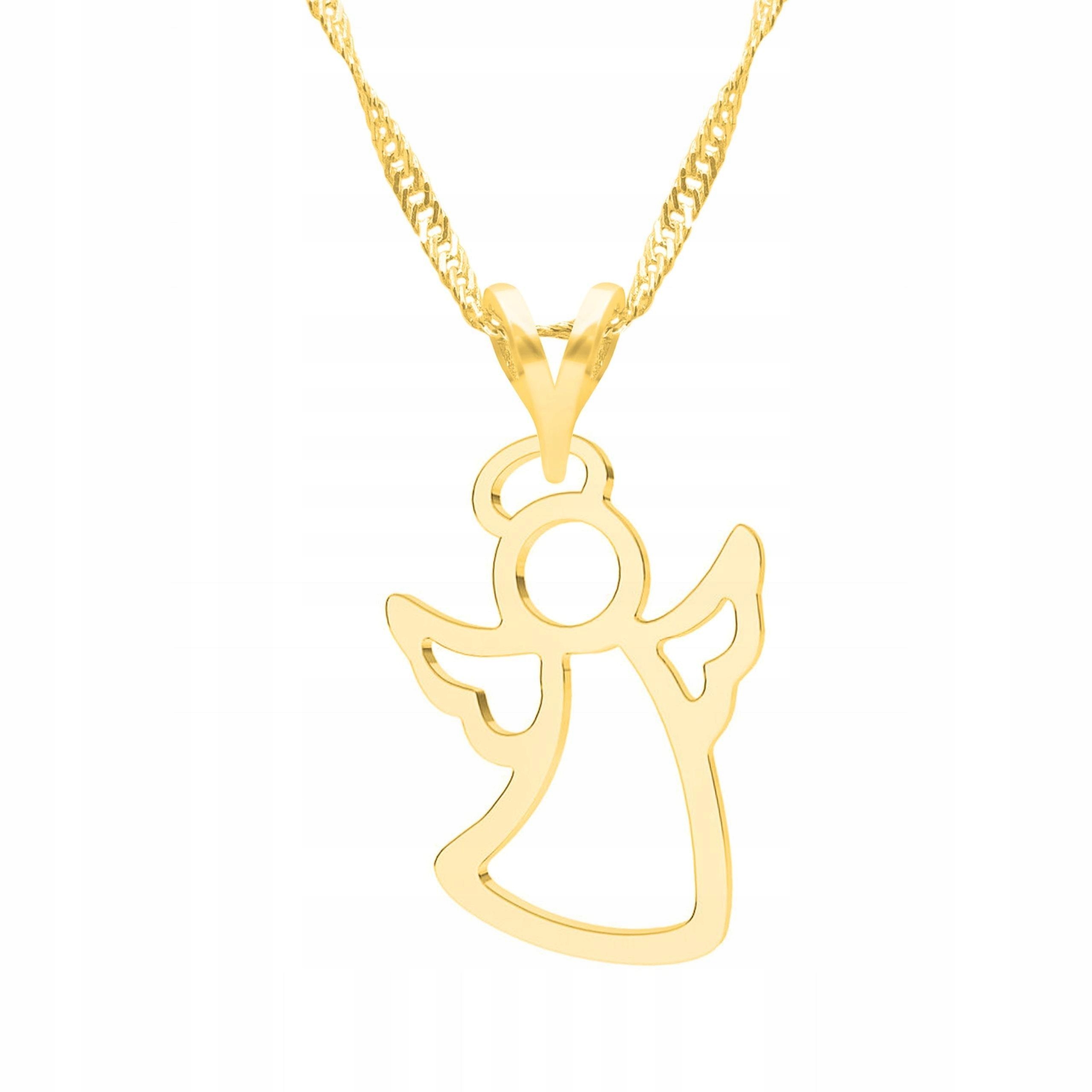 Zlatý náhrdelník s andělem Andělem Postava Anděl strážný Anděl Stříbro 925