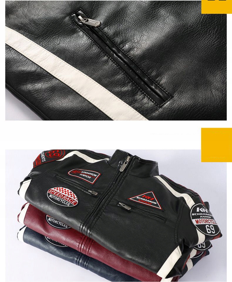 MĘSKA KURTKA MOTOCYKLOWA SKÓRZANA SPORTOWA Moda Długość rękawa 1-1 cm