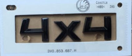 

Napis Emblemat Naklejka Skoda 4x4 na klapę Czarny