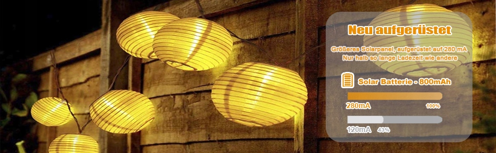 BOWAR Lampki Solarne Oświetlenie Zewnętrze Girlanda Świetlna 50 LED 10M — miniatura 9
