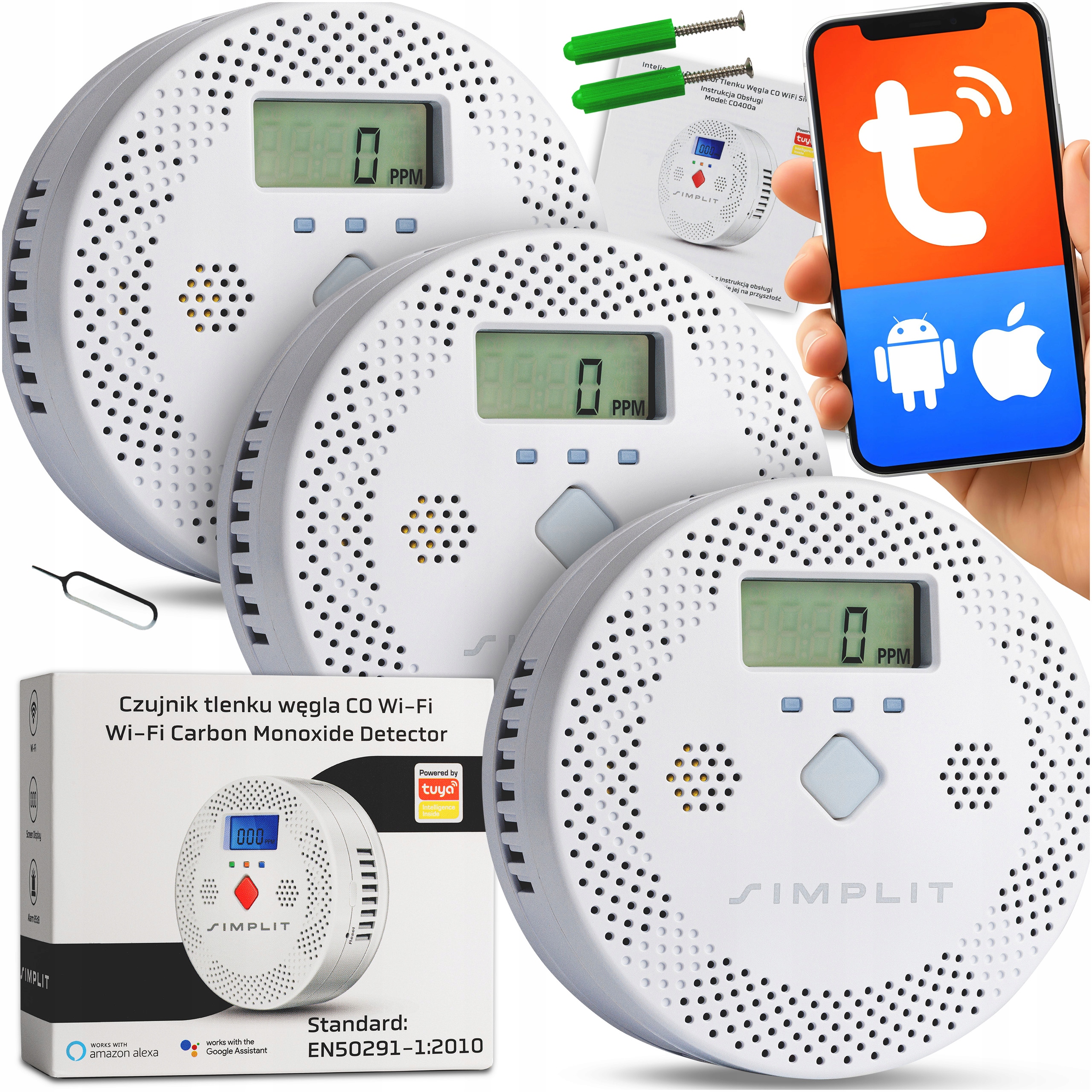 Senzor Čadu Detektor Oxidu Uhličitého Co WiFi Tuya Smart Life Simplit