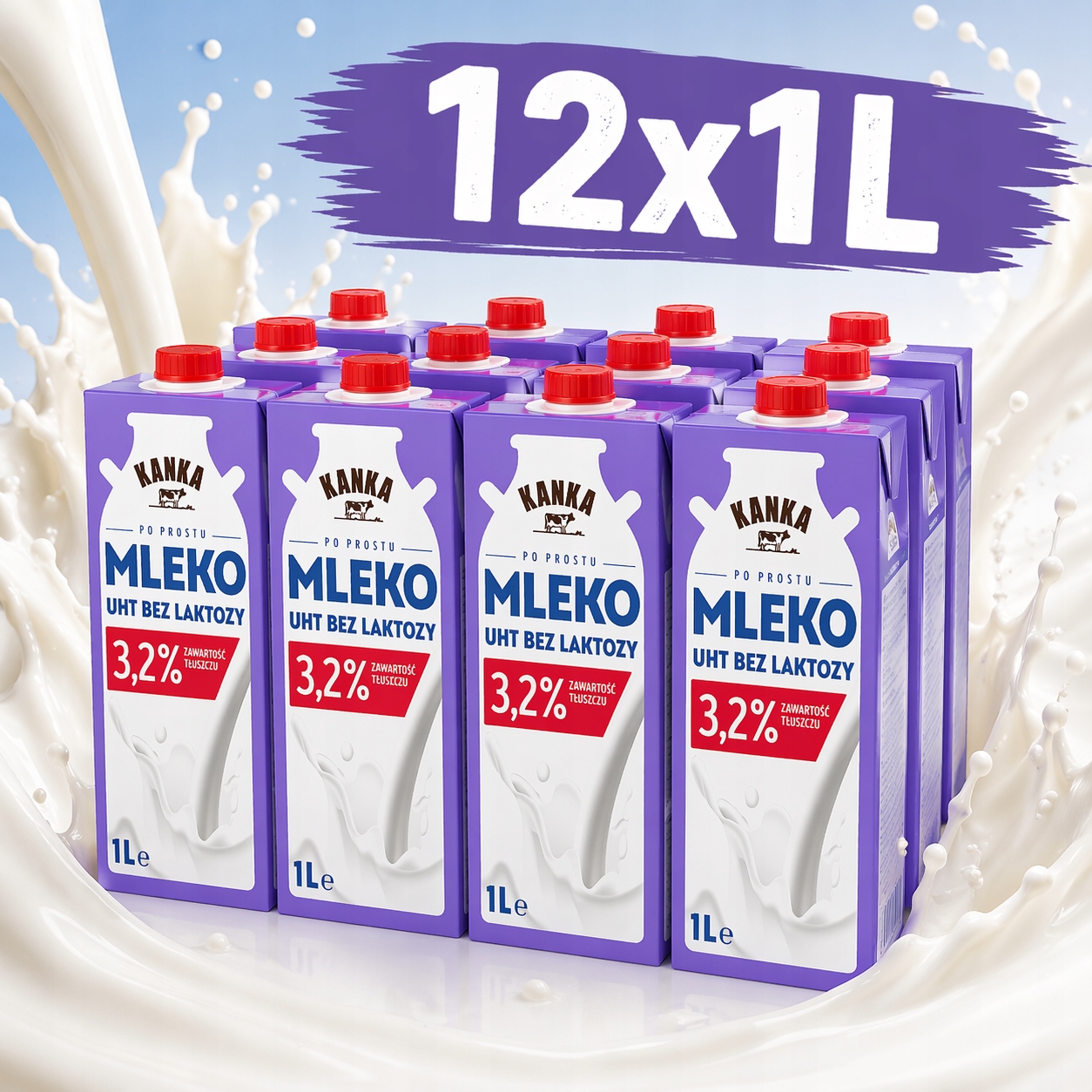 Mléko Bez Laktózy 3,2% Kanka 12x1L Uht Kompletní Sada