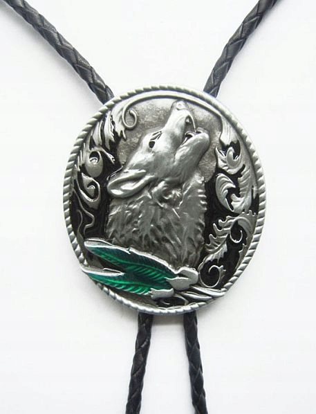 Vlk bolo kravata western vlci smečka pletenina přírodní kůže