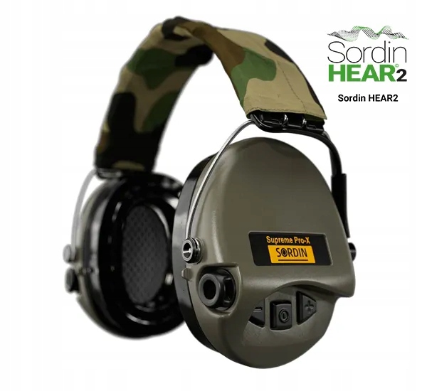 Słuchawki z lampką Led Sordin Supreme Pro-X Camo, żel. wkładki, zielone